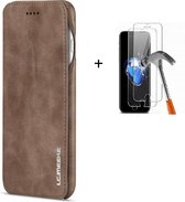 GSMNed – Leren telefoonhoesje Bruin – hoogwaardig leren bookcase Bruin - Luxe iPhone 11 hoesje Bruin – Magneetsluiting voor iPhone 11 – Bruin – met screenprotector iPhone 11