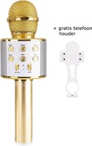 Sendo Karaoke Microfoon - Bluetooth - Draadloos - LED Verlichting - Stemvervormer - Goud