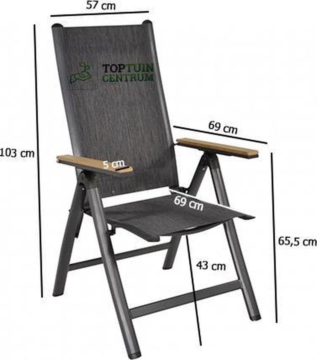 Lesli Living Chaise de jardin réglable Arezzo - 57x69x103 cm - Aluminium