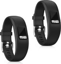 Twee matzwarte TPU bandjes voor Garmin Vivofit 4, met een geruit patroon en zilverkleurige gesp.