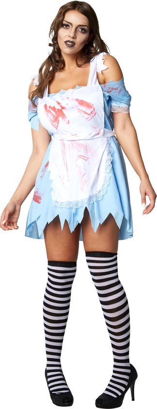 Dressforfun Zombie Alice voor dames vrouwen verkleedkleding kostuum halloween verkleden feestkleding carnavalskleding carnaval feestkledij partykleding