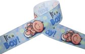 Geboorte Baby Lint 22mm (2,2cm) | Luxe Grosgrain Lint | Ripsband | It's a Boy Blauw | Cadeau Lint | Geboortelint | Geboortedecoratie Jongen | Rol: 5 Meter