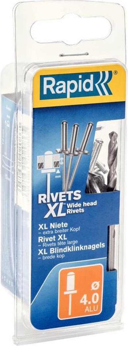Rapid 5000661 XL Blindklinknagels incl. boor - Aluminum/Staal - 4x12mm (50st)