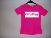 Meisjes t-shirt Whats(H)appy roze 110/116
