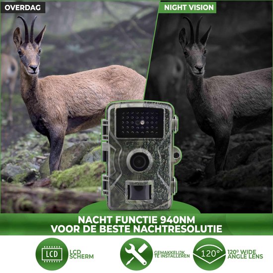 Wildcamera met Nachtzicht – Jachtcamera – Waterdicht – 12MP 2.7K Full HD + 16GB SD - BokEye®
