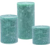 Cactula set van 3 stompkaarsen 7 x 10, 7 x 10 , 7 x 15 cm in de kleur Teal