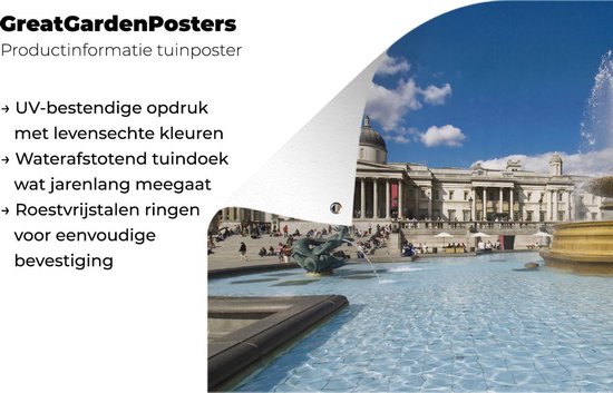 The Trafalgar Square in London Garden Poster 120x80 cm - Toile de jardin / Toile d'extérieur / Peintures pour l'extérieur (décoration de jardin)