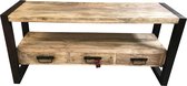 3-drawer side table iron frame | televisie tafel 125x40x60 | bruin
