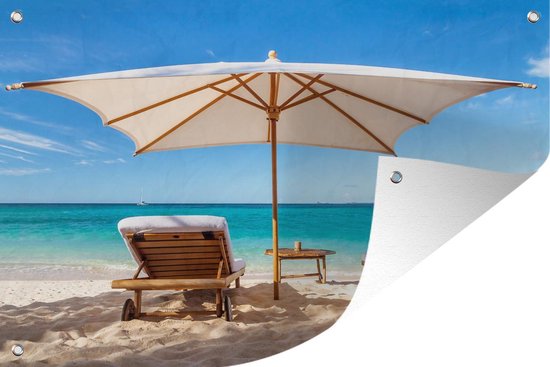 Un parasol carré avec deux chaises de plage sur une affiche de jardin de  plage 90x60... | bol.com