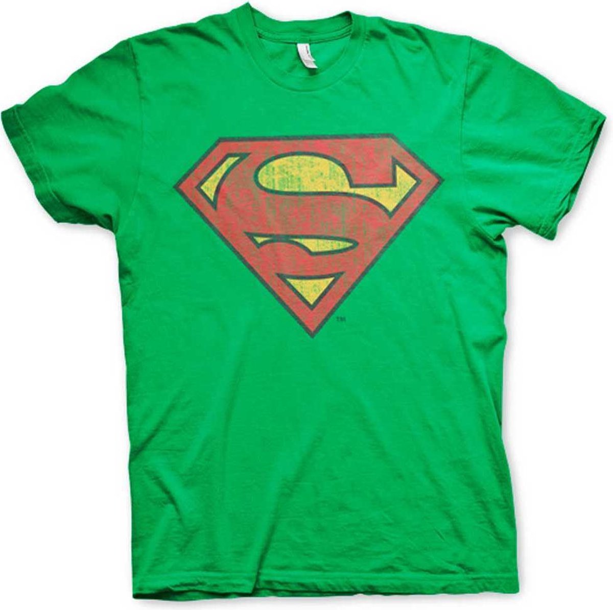 DC Comics Superman Heren Tshirt -2XL- Washed Shield Groen