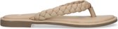 Manfield - Dames - Beige leren slippers met gevlochten bandjes - Maat 38
