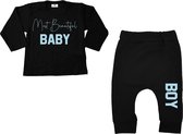Babypakje jongen-geboortepakje-Most Beautiful baby boy-Maat 56-zwart-blauw