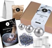Zanzia®️ 9-delige Lavendel DIY Bruisballen Maken Set - Voor Bad - Luxe Pakket - Origineel Cadeau - 100% Natuurlijke Ingrediënten