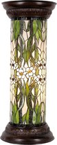 LumiLamp Zuil Tiffany Ø 31*78 cm E27/max 1*60W Groen, Wit Glas in lood Rond Bloemen Bureaulamp Tiffany Lamp Zuil Sierlamp