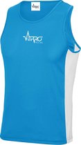 FitProWear Contrast Sporthemd Heren - Blauw/Wit - Maat XXL - Sporthemd - Sportshirt - Mouwloos shirt - Sportkleding - Fitness hemd - Fitnesskleding - Singlet - Tanktop - Stringer - Sporttop -