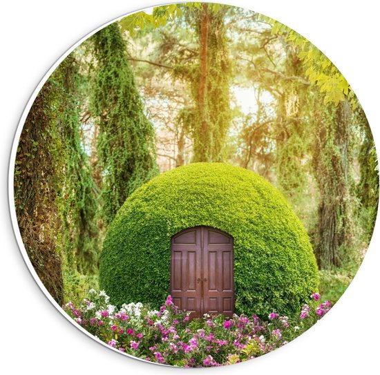Cercle Mural Forex - Green Bol House in Forest - Photo 20x20cm sur Cercle Mural (avec système d'accrochage)