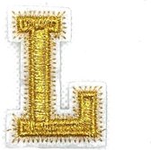 Alfabet Letter Strijk Embleem Patch Goud Wit Letter L / 3.5 cm / 4.5 cm