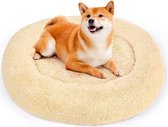 Donut hondenkussen | Beige/geel | 70 cm | Geschikt voor dieren van tot ongeveer 55 cm | Hondenmand | Zacht, pluche en fluffy | Voor katten en honden, of andere huisdieren | By You-Home.nl