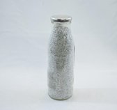Decoratie glitter zand (grof), in glazen fles 500 ml, zilver