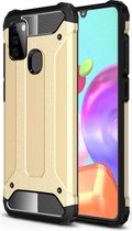 Samsung Galaxy A21s Hoesje Shock Proof Hybride Back Cover Goud