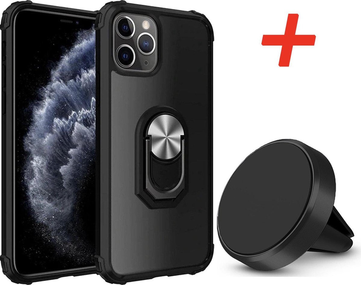 Geschikt voor Apple iPhone 12 Pro Magnetische Backcover - Zwart - TPU + Magneet