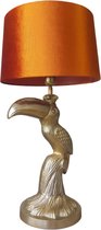 Toucan tafellamp goud met velvet oranje lampenkap