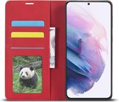 Luxe PU leren Bookcase voor Samsung Galaxy S21 Plus | Hoogwaardig Leren Hoesje | Telefoonhoesje | Portemonnee | Rood