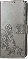 Klavertje vier grijs agenda wallet case hoesje Motorola Moto G30 / G20 / G10