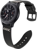 Fungus - Smartwatch bandje - Geschikt voor Samsung Galaxy Watch 3 45mm, Gear S3, Huawei Watch GT 2 46mm, Garmin Vivoactive 4, 22mm horlogebandje - PU leer - Vier kruis - Zwart