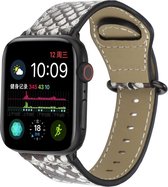 Geschikt voor Apple Watch bandje 42 / 44 / 45 mm - Series 1 2 3 4 5 6 7 SE - Smartwatch iWatch horloge band - 42mm 44mm 45mm - Fungus - PU Leer - Grijs - Print