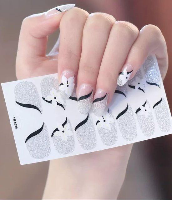 Nagelstickers - Vanille - Bloem - Glitter - Nail Art Tools