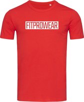 FitProWear Heren Slim-Fit T-Shirt Block - Rood - Maat M - Casual T-Shirt - Sportshirt - Slim Fit Casual Shirt - Strak shirt - Slim-Fit T-Shirt - Rood Shirt