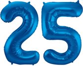 Ballon Cijfer 25 Jaar Blauw 70Cm Verjaardag Feestversiering Met Rietje