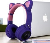 TDR - Casque Bluetooth sans fil - Casque supra- Ear pour Enfants - Avec oreilles de chat à LED - Connu de TikTok - Violet