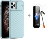 GSMNed – iPhone 11 pro Max Blauw  – hoogwaardig siliconen Case Blauw  – iPhone 11 pro Max Blauw  – hoesje voor iPhone Blauw  – shockproof – camera bescherming – met screenprotector iPhone 11 pro Max
