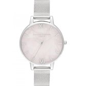 Olivia Burton Semi Precious silver Rose quartz - Dameshorloge - OB16SP18 - Mesh strap - Zilver - 38 MM