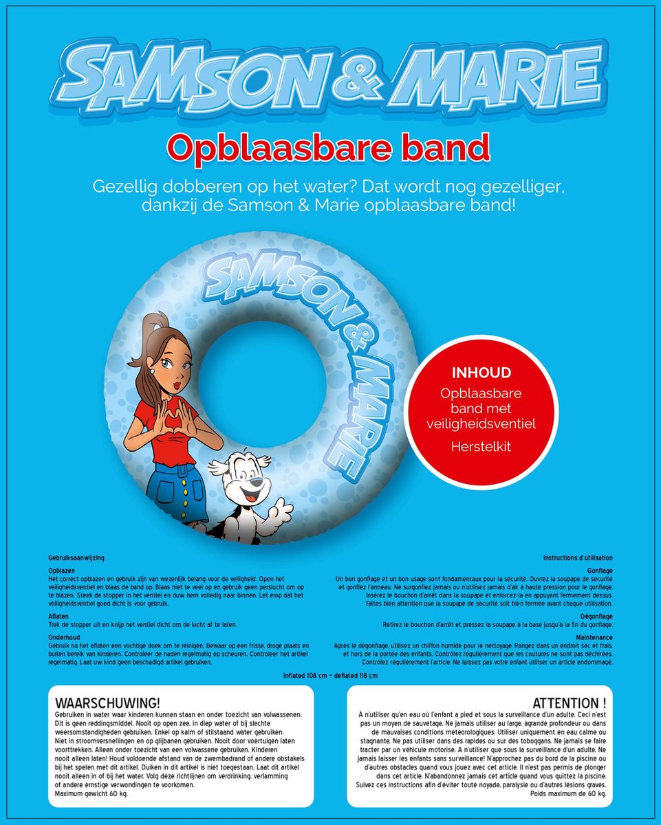 Samson & Marie zwemband - opblaasbare band - diameter van 108 cm | bol.com