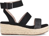 POSH by Poelman LONA Dames Sandalen/Espadrilles - Zwart met dierenprint - Maat 36