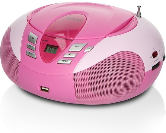 Lenco SCD-37 - Draagbare radio CD speler met MP3 optie en USB - Roze |  bol.com