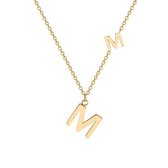 Gading® ketting dames met letter"M"- goudkleurig collier - 40cm+6cm