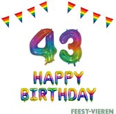 43 jaar Verjaardag Versiering Pakket Regenboog