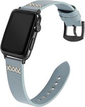 Geschikt voor Apple Watch bandje 38 / 40 / 41 mm - Series 1 2 3 4 5 6 7 8 SE - Smartwatch iWatch horloge band - 38mm 40mm 41mm - Fungus - PU Leer - Blauw - Vier kruis