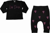 Babypakje meisje-jongen-geboortepakje-Lief ding-Maat 92-zwart-roze-hartjes