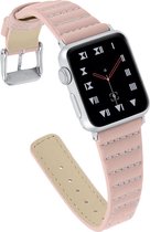 Geschikt voor Apple Watch bandje 38 / 40 / 41 mm - Series 1 2 3 4 5 6 7 8 SE - Smartwatch iWatch horloge band - 38mm 40mm 41mm - Fungus - PU Leer - Roze - Stiksel