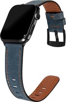Geschikt voor Apple Watch bandje 42 / 44 / 45 mm - Series 1 2 3 4 5 6 7 SE - Smartwatch iWatch horloge band - 42mm 44mm 45mm - Fungus - PU Leer - Blauw - Fashion