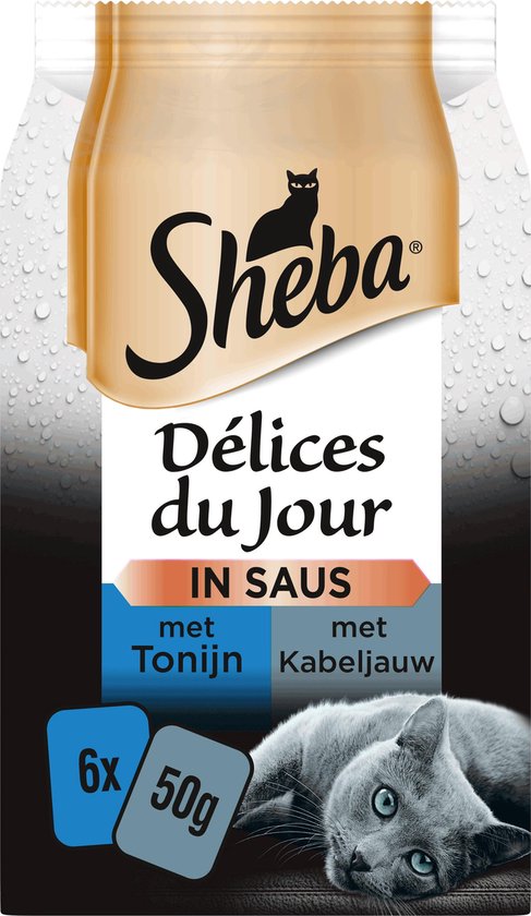 Sheba Delices du Jour - Kattenvoer Natvoer - Tonijn & Kabeljauw in saus- 36x50g cadeau geven