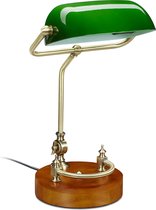 Relaxdays Bankierslamp groen - bureaulamp retro - notarislamp - vintage tafellamp