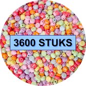 Fako Bijoux® - Letterkralen Rond Bulk - Letter Beads - Alfabet Kralen - Sieraden Maken - 3600 Stuks - Candy