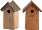 Voordeelset van 2x stuks houten vogelhuisjes/nestkastjes 27 x 17 cm/22 x 16 cm - In lichtbruin en houtkleur