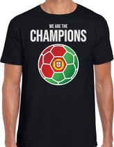 Portugal EK/ WK supporter t-shirt - we are the champions met Portugese voetbal - zwart - heren - kleding / shirt XL